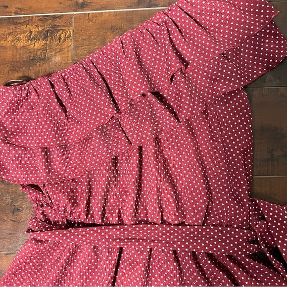 ANTHROPOLOGIE Maeve Rita Ruffled One Shoulder Top Polka Dot Size Small P NWT - Picture 8 of 16